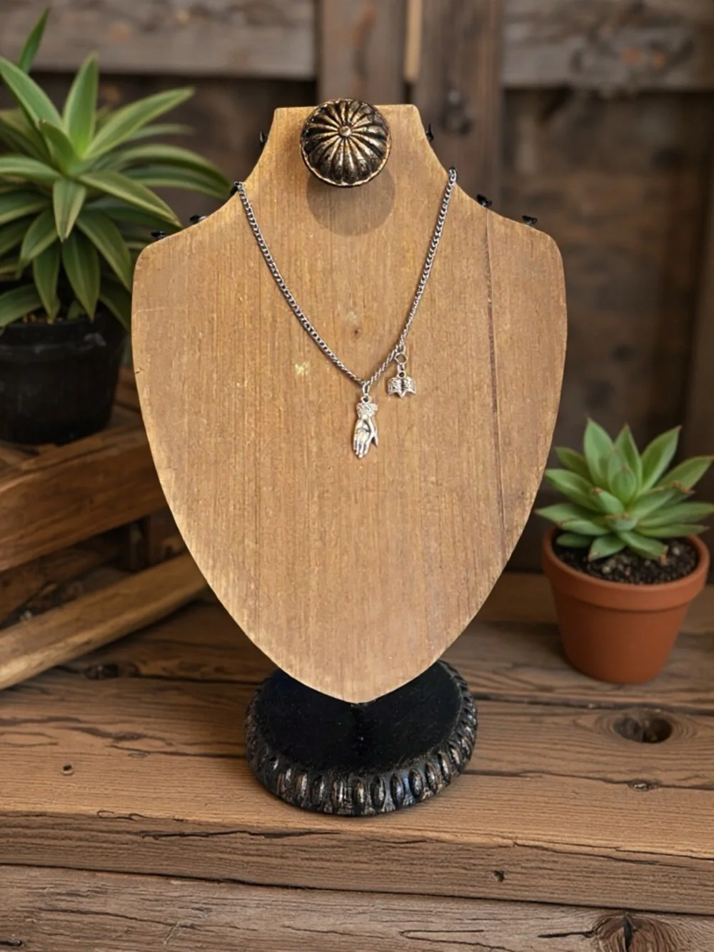 DND Wizard Silver Toned Hand Charm Necklace with Book
